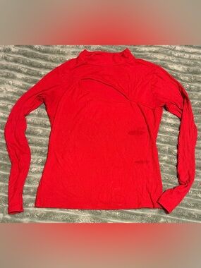 Self Esteem Red Ribbed Long Sleeve Mock Neck Top